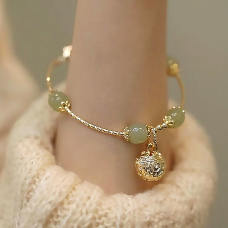 Court Inspired Hetian Jade Bell Cuff Bracelet Jewelry Gift for Women-4