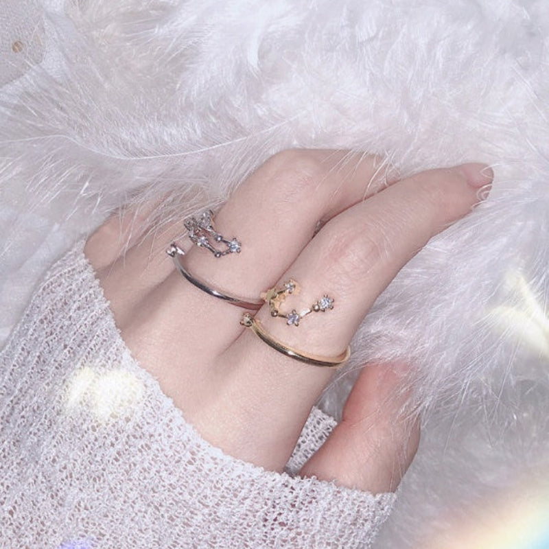Zodiac Star Ring for Women – Adjustable Astrological Jewelry Gift