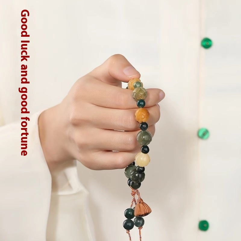 Water Plants Agate God of Wealth Lotus Bodhi Bracelet