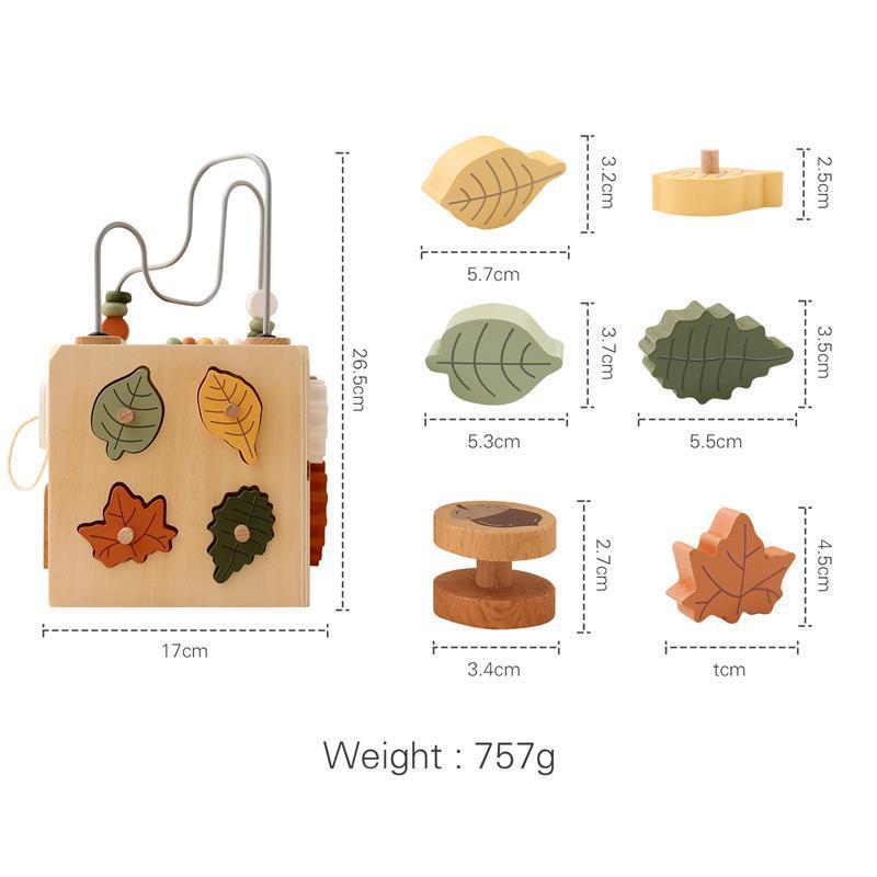 Bead-stringing Toys Shape Matching Five-in-one Toy Wooden Busy Box