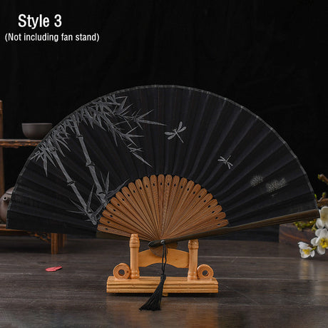 Chinese Folding Fan with Bamboo Frame for Traditional Gift Giving-3