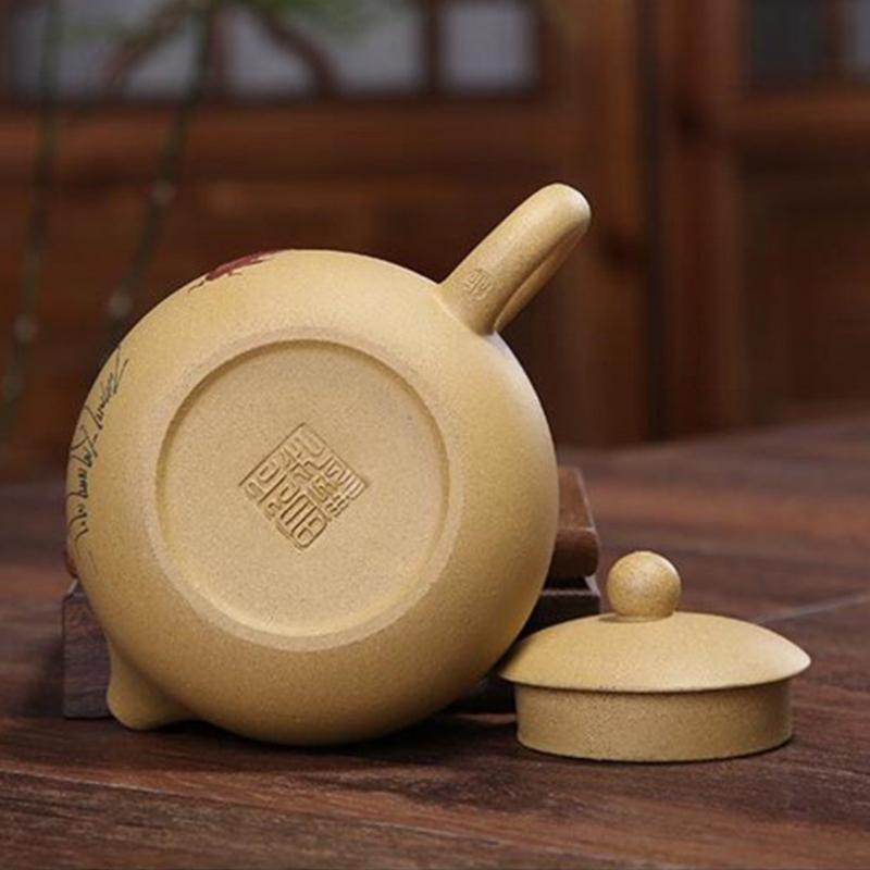 Hand-painted Lotus Leaf Koi Clay Ceramic Teapot