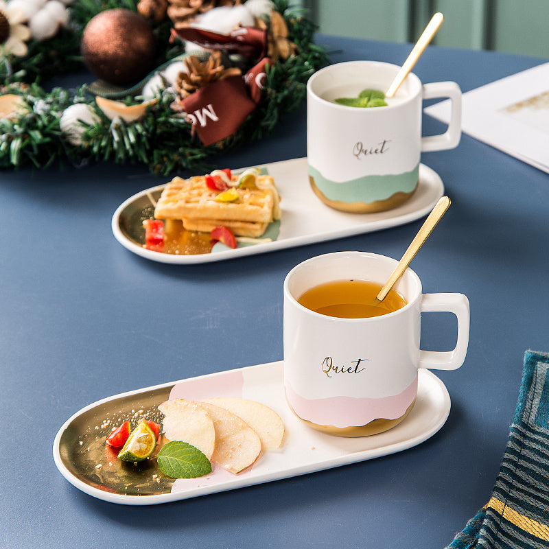 Kreative unregelmäßige Wellenmuster Tasse Büro Kaffeetasse Untertasse