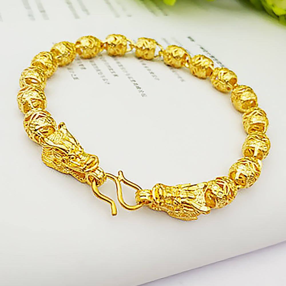 Brass Cuff Bracelet Double Dragon Head Vintage Bracelet Gifts for Him-1