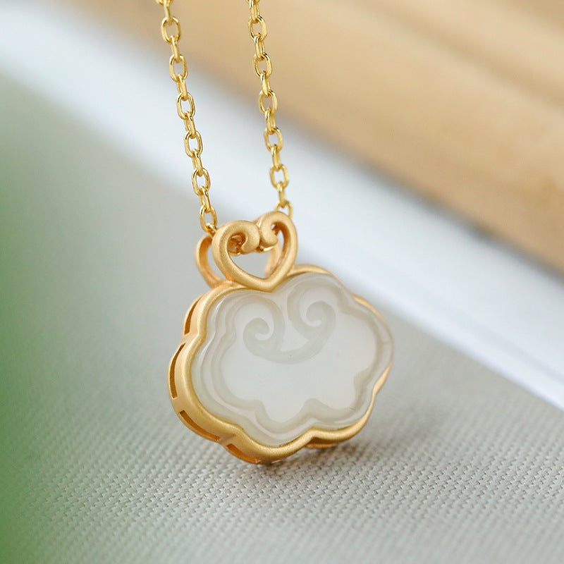 Natural Hetian White Jade Blue Jade Ruyi Retro Anhänger