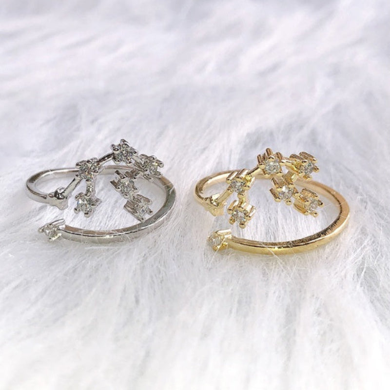 Zodiac Star Ring for Women – Adjustable Astrological Jewelry Gift