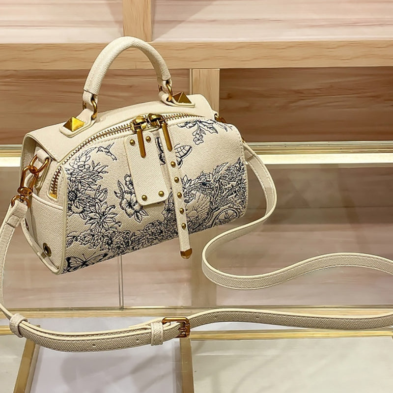 Floral Embroidery Pillow Bag Elegant Shoulder Bag for Women-2