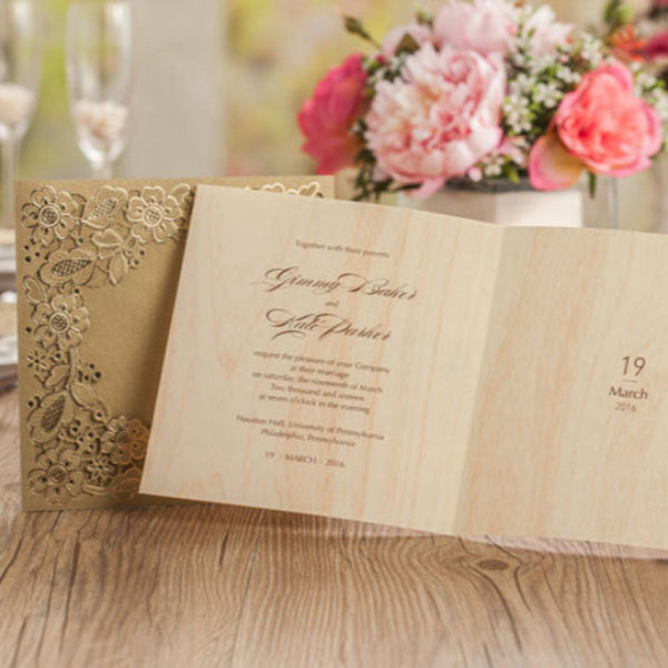 Personalized Custom Original Wood Color Square Invitation