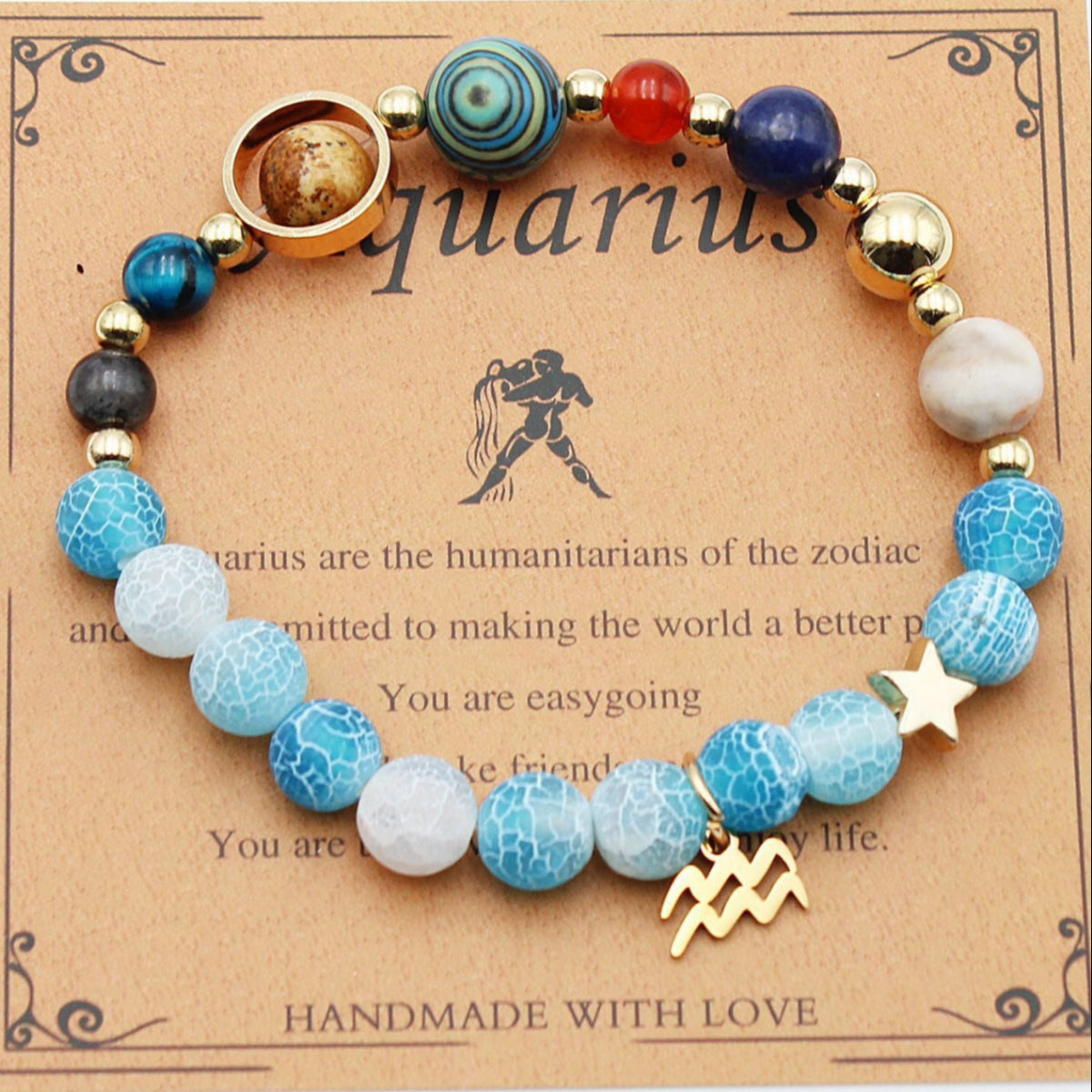 Zodiac Bracelet with Natural Agate & Shoushan Stone 12 Constellations-26