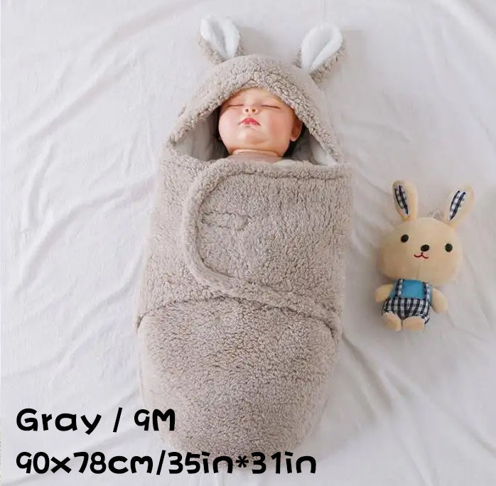 Super Soft Baby Sleeping Bag Fluffy Fleece Swaddle Blankets Unisex Baby Wrap