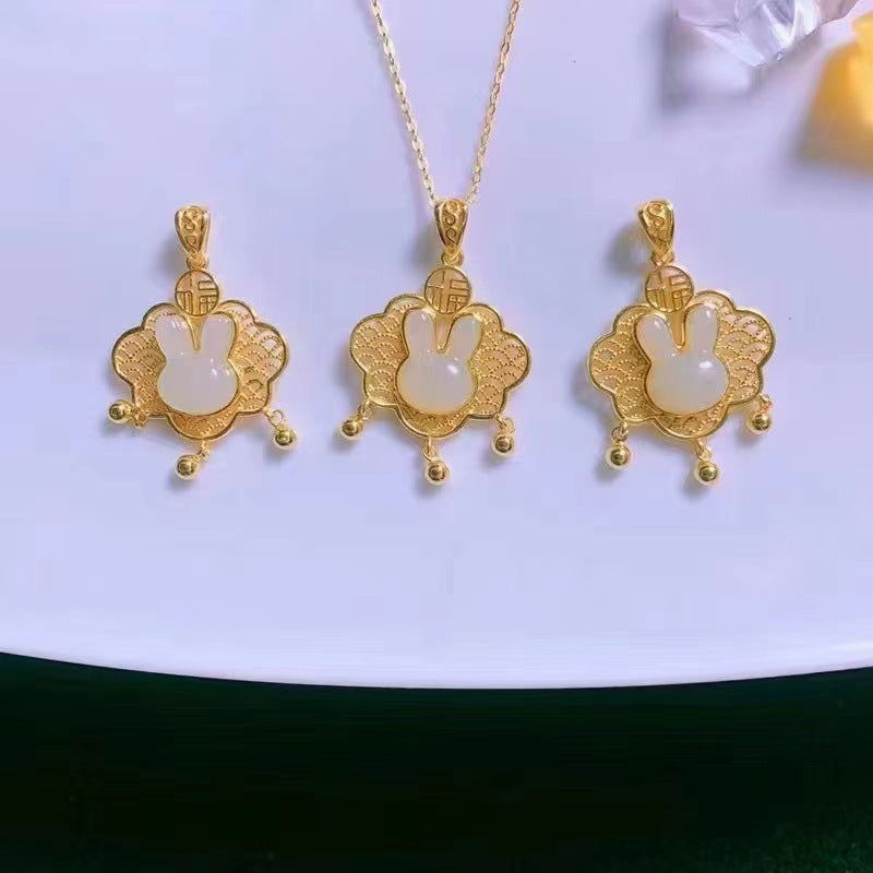 Jade Hare Lock of Good Wishes Necklace