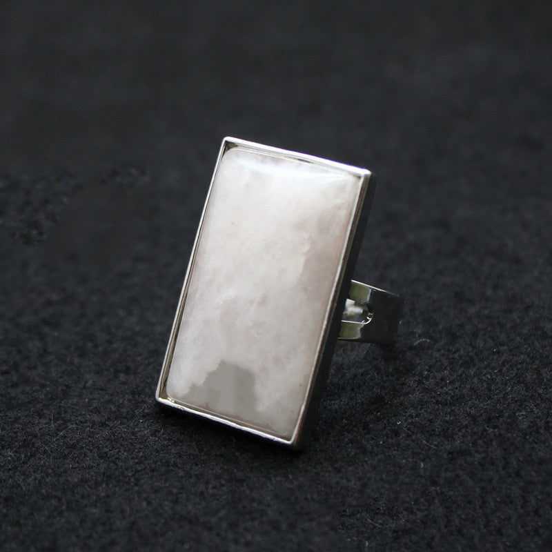 Personality Rectangular Jade Jewelry Gem Ring