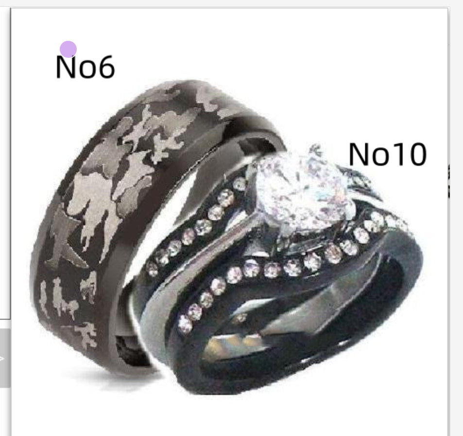 Camouflage Three-color Ring Military Fan Titanium Steel Jewelry