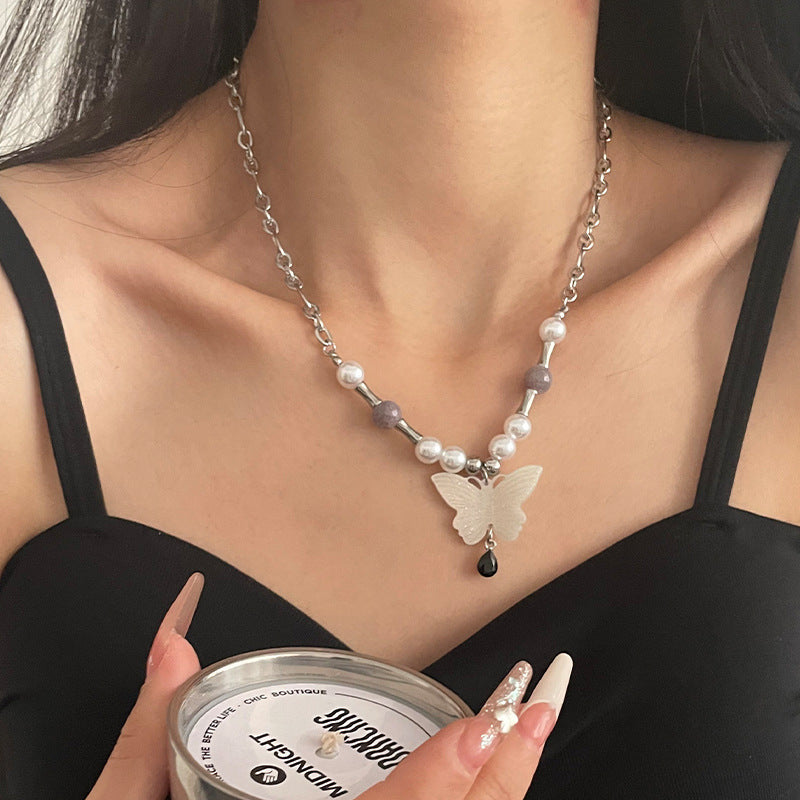New Chinese Style White Butterfly Pearl Necklace