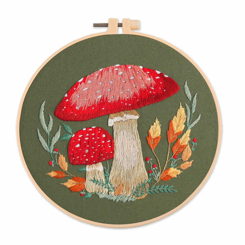 Mushroom Pattern Series Small Fresh Handmade Embroidery Material Kit Set