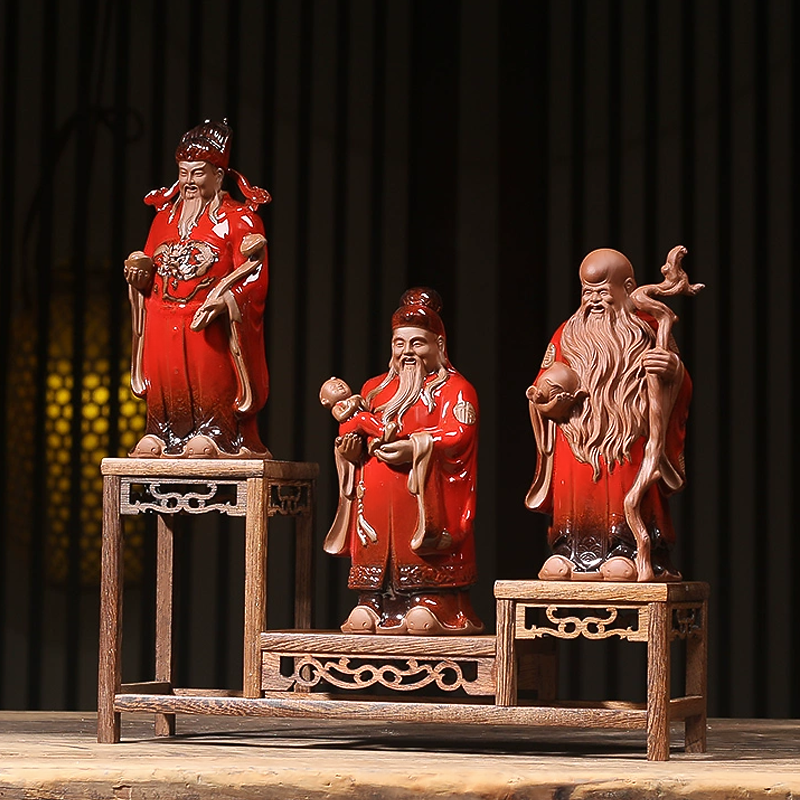 50th Birthday Gifts for Men Fu Lu Shou Sanxing Ceramic Ornaments-1