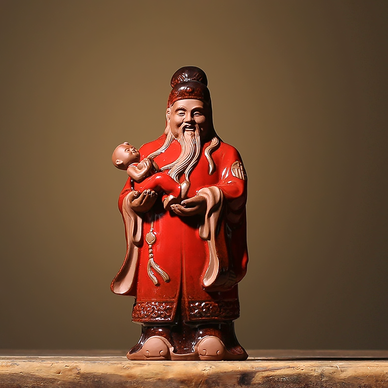 50th Birthday Gifts for Men Fu Lu Shou Sanxing Ceramic Ornaments-2
