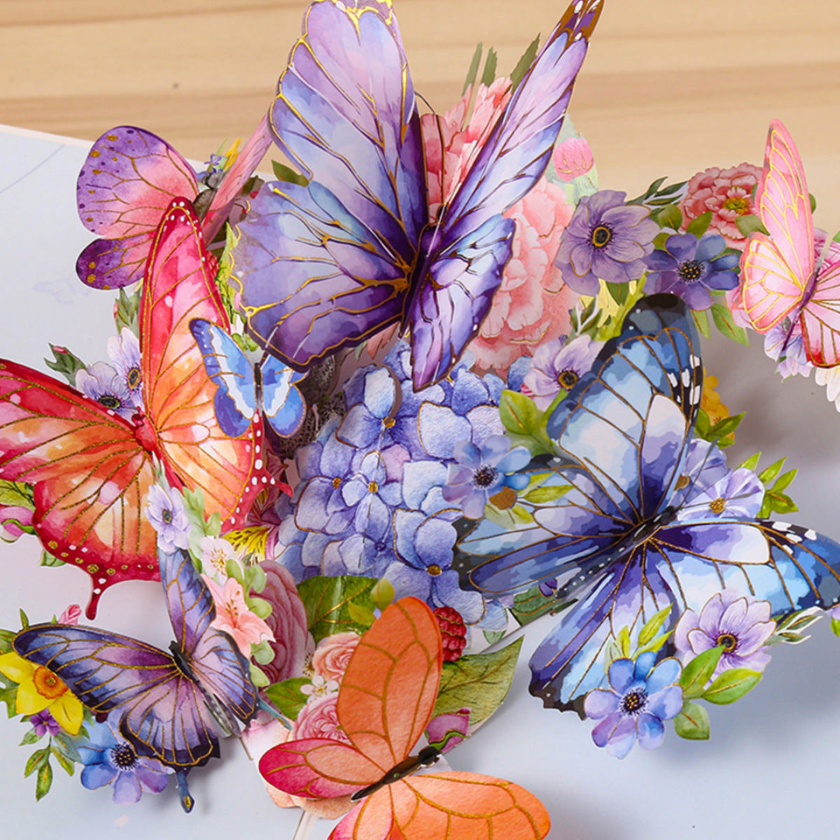 Creative 3D Card Folding Pansy Stereoscopic Greeting Cards