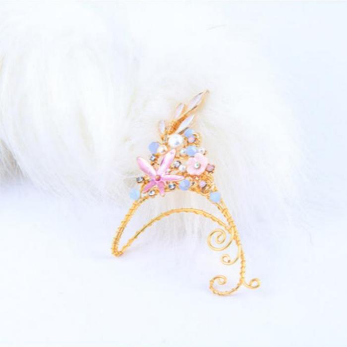 Hanfu elf earrings with floral Chinese hairpin design