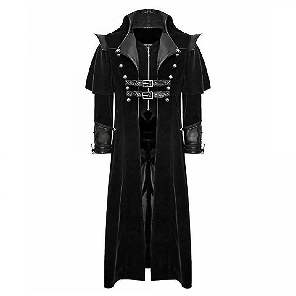 Halloween Vintage Patchwork Hooded Coat Slim Fit-6