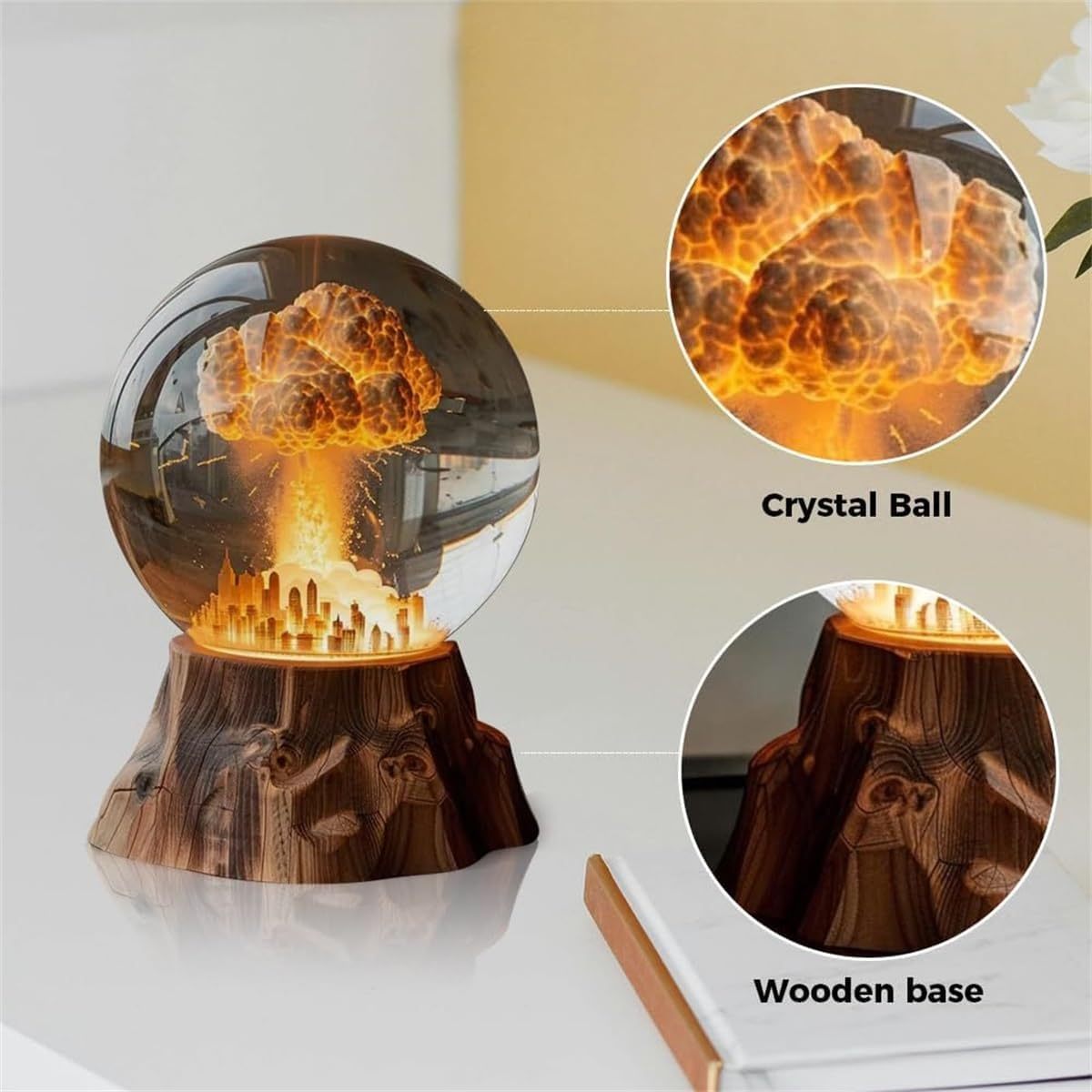LED Resin Atmosphere Night Light 3D Mushroom Cloud Explosion Desk Lamp