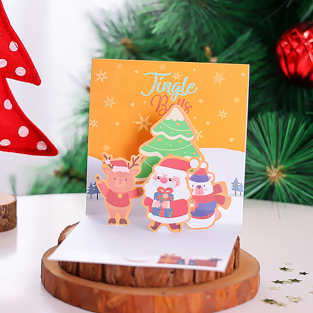 3D Pop Up Christmas Greeting Card Holiday Thank You Gift-8