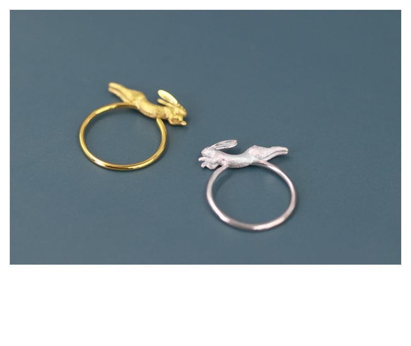 Jade Rabbit Ring in Sterlingsilber schön