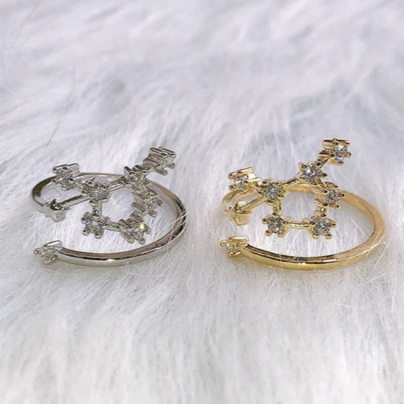 Zodiac Star Ring for Women – Adjustable Astrological Jewelry Gift