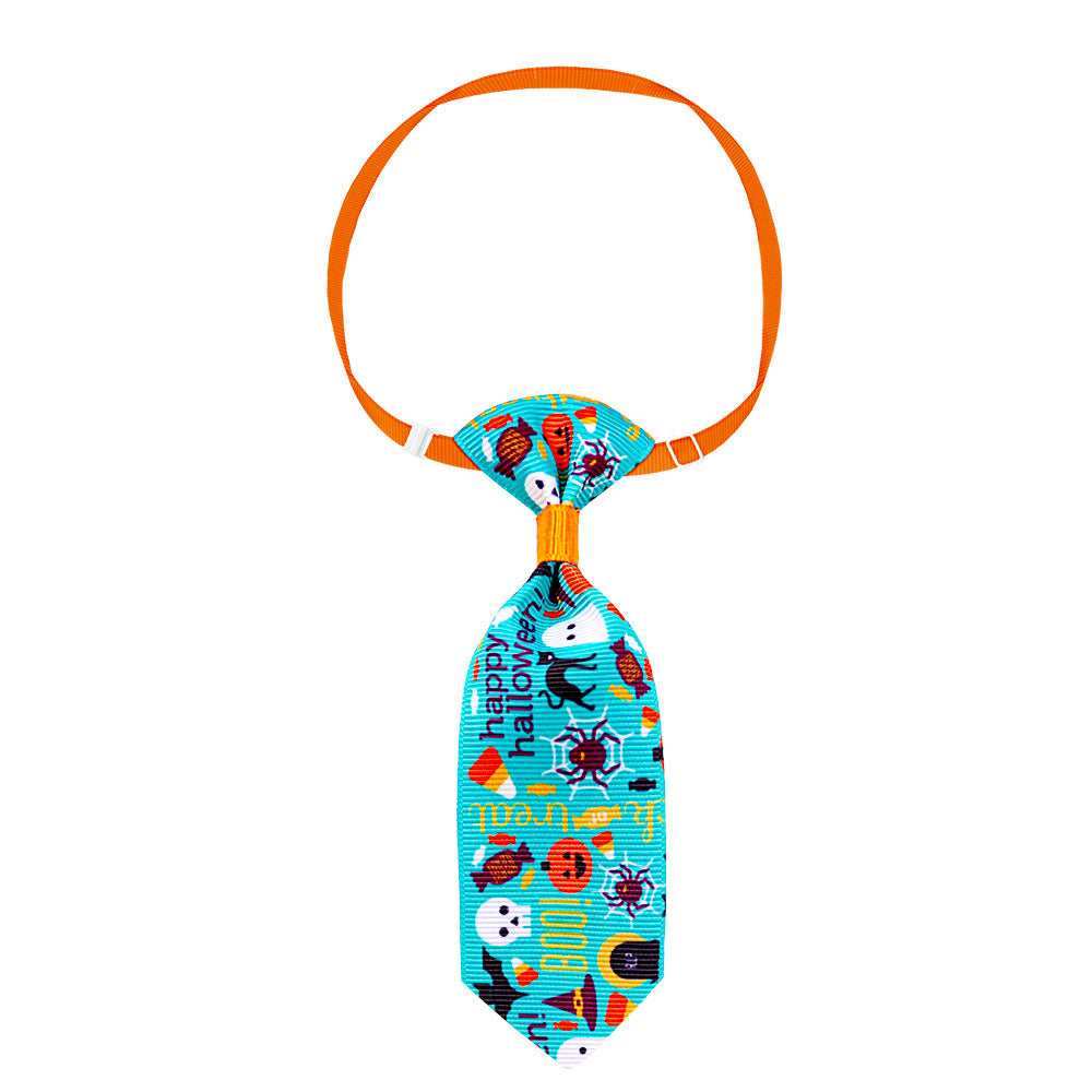 Pet Halloween Tie Set for Cats and Small Dogs with Pumpkin Skull Ghost Patterns-11