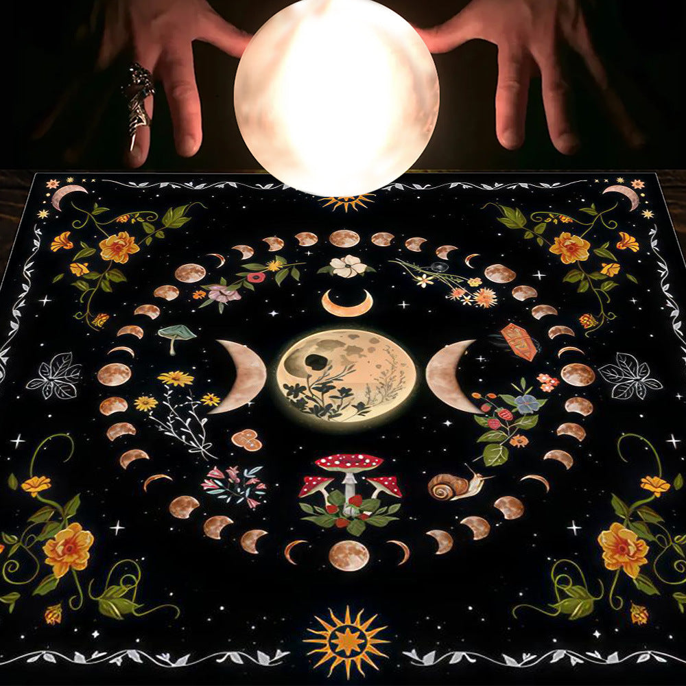 Tarot Table Cloth Moon Sun Lucky Tree Flannel Tablecloth-23