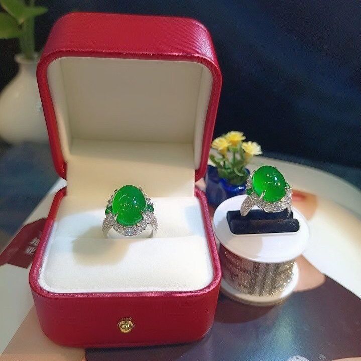 Grüne Achat Jade Frauenring