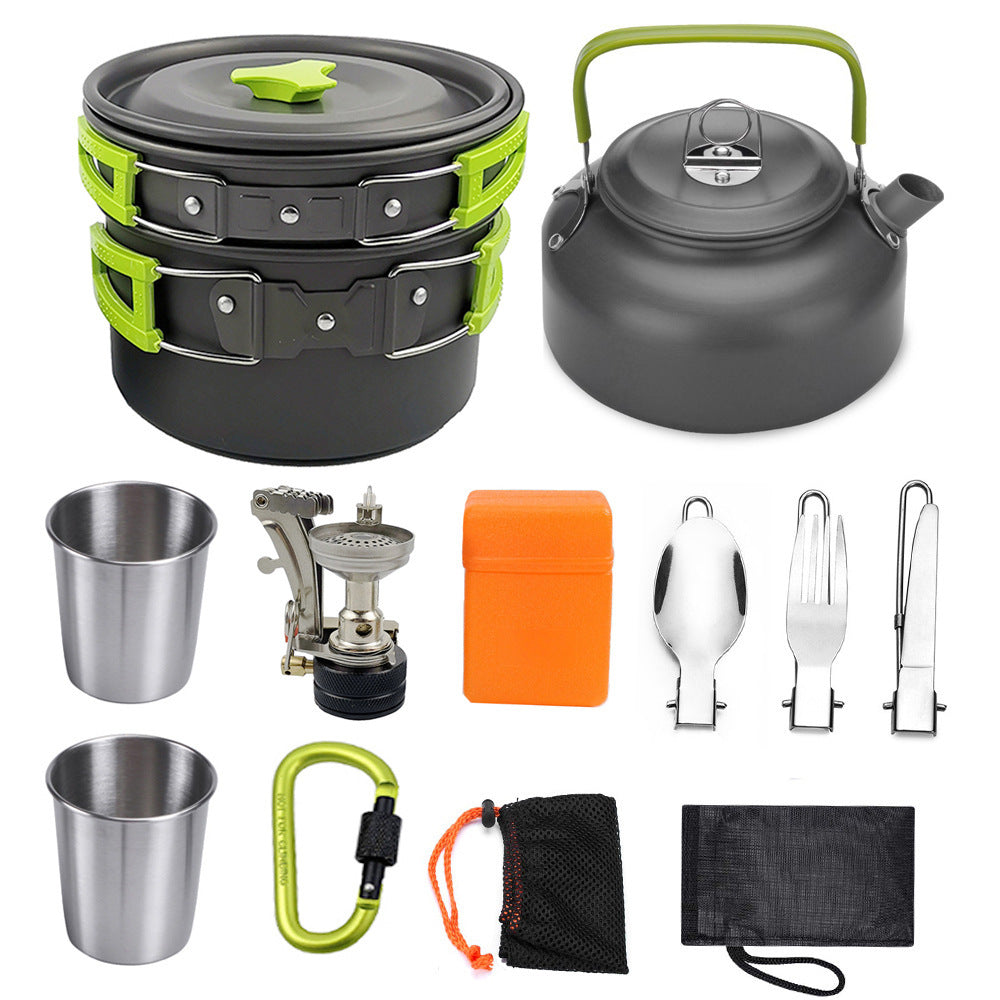 Outdoor Camping Cookware Kit Travel Tableware Picnic BBQ Equipment
