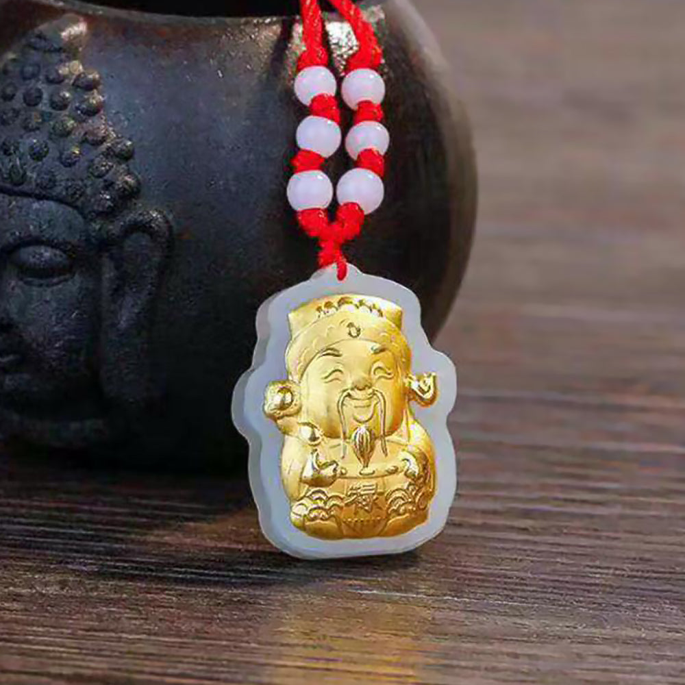 Hetian Jade Pure Gold Reichtum Anhänger