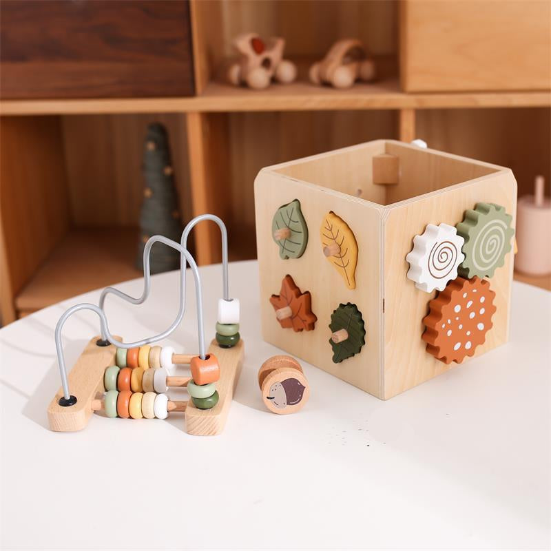 Bead-stringing Toys Shape Matching Five-in-one Toy Wooden Busy Box
