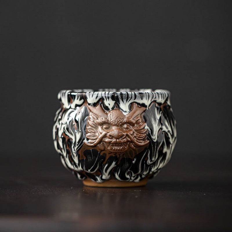 Jianzhan Four God Beasts Qinglong White Tiger Suzaku Xuanwu Tea Cup
