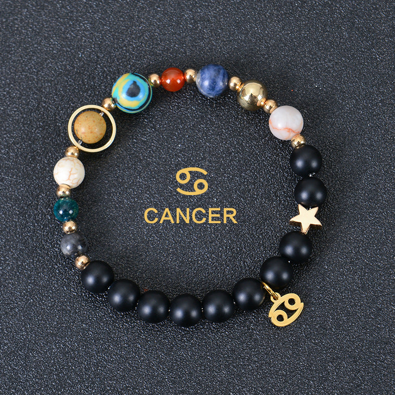 Twelve Constellations Zodiac Bracelet – Natural Stone & Planet Beads-20