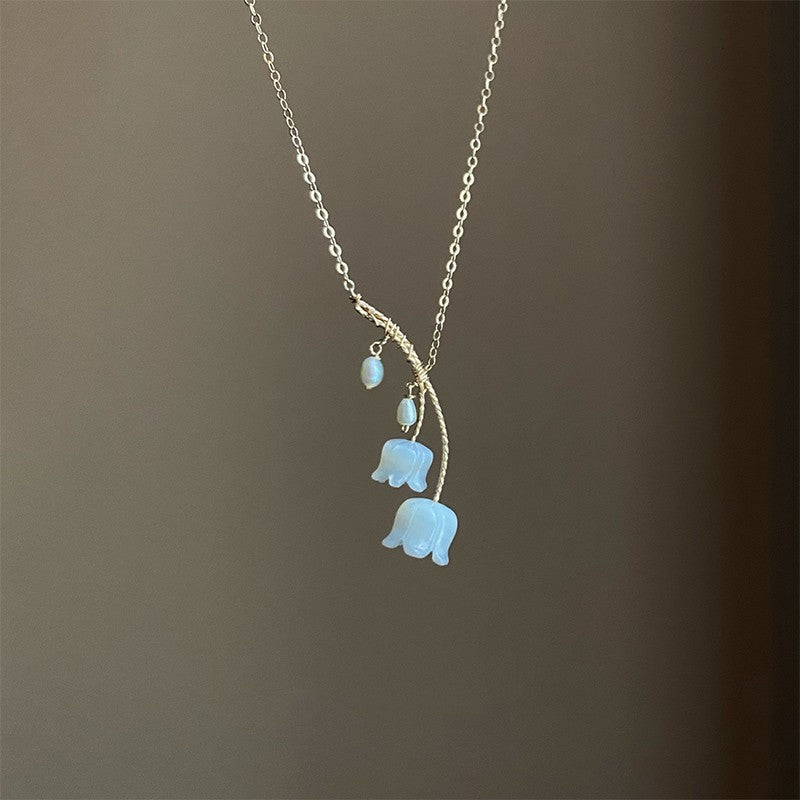 Handgefertigt 14k vergoldete weiße Jade Linglan schöne Halskette