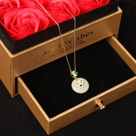 White Jade Clavicle Necklace Birthday or Anniversary Gift-2