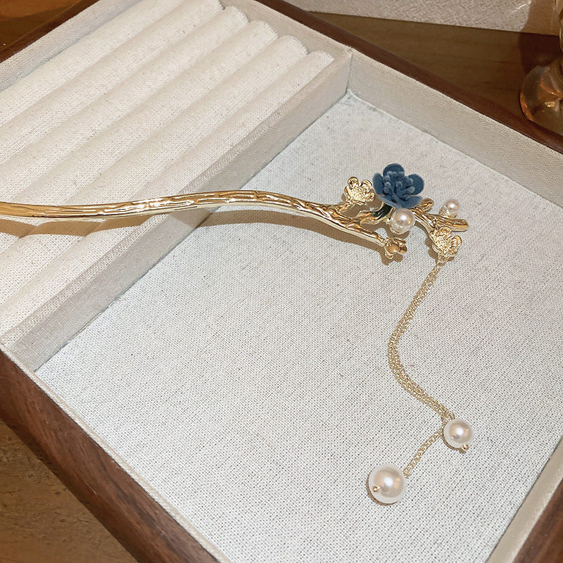 Chinese Style Retro Plum Blossom Branch Tassel Hairpin-5