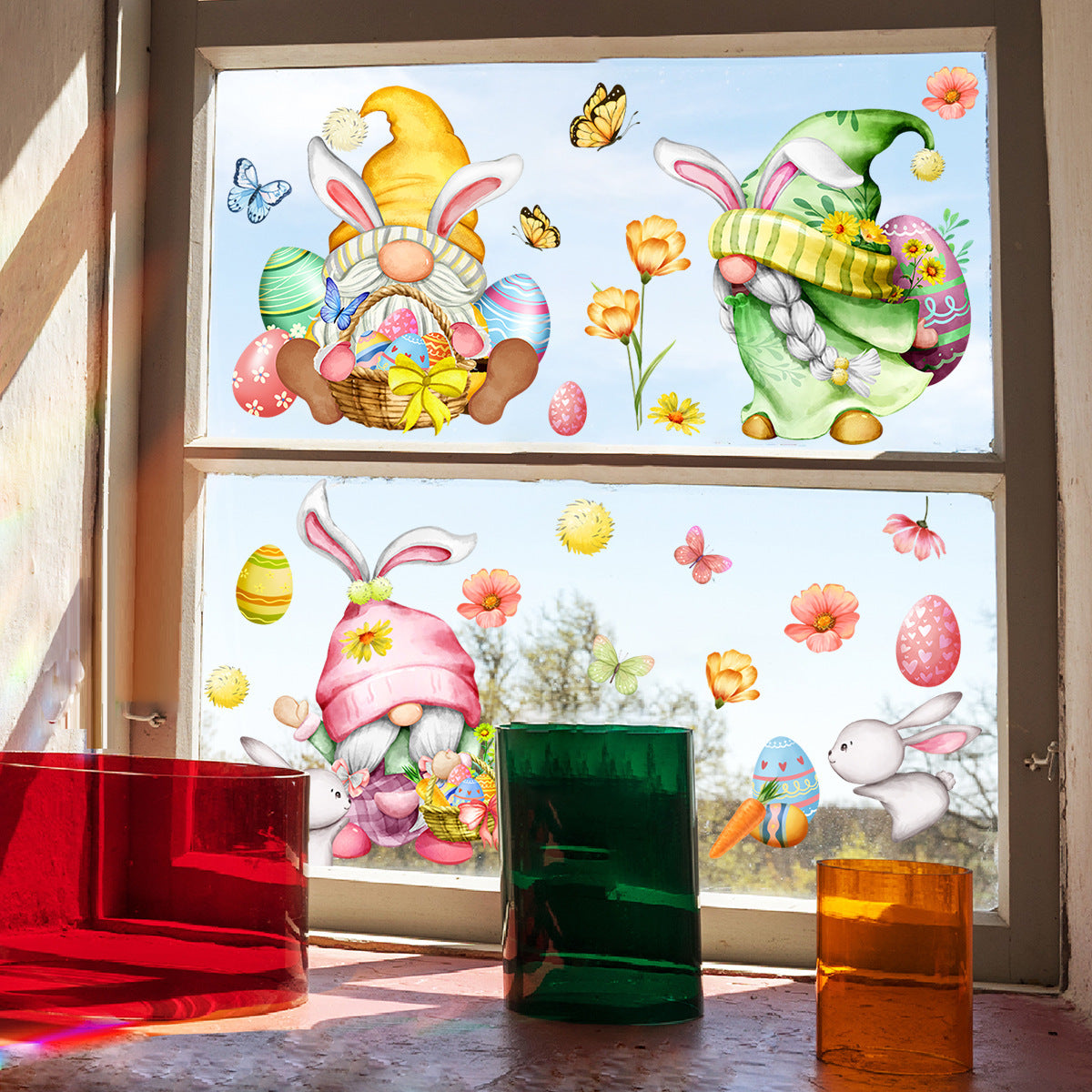 Easter Cartoon Double-sided Visual Static Sticker Glazing Plate Glass Home Decoration