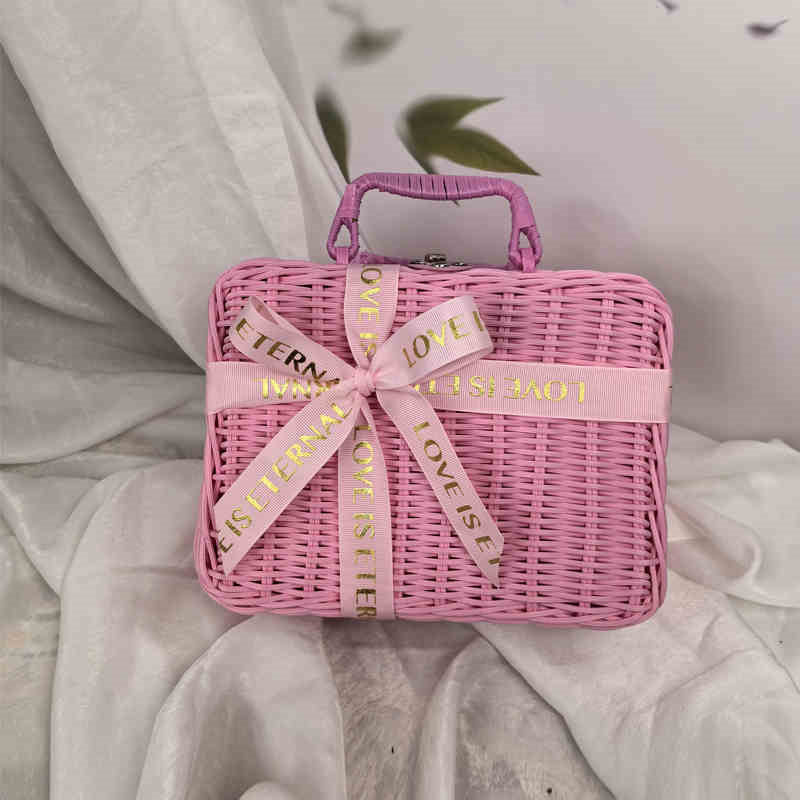 Rattan Woven Gift Wrap Suitcase Gift Packaging Box