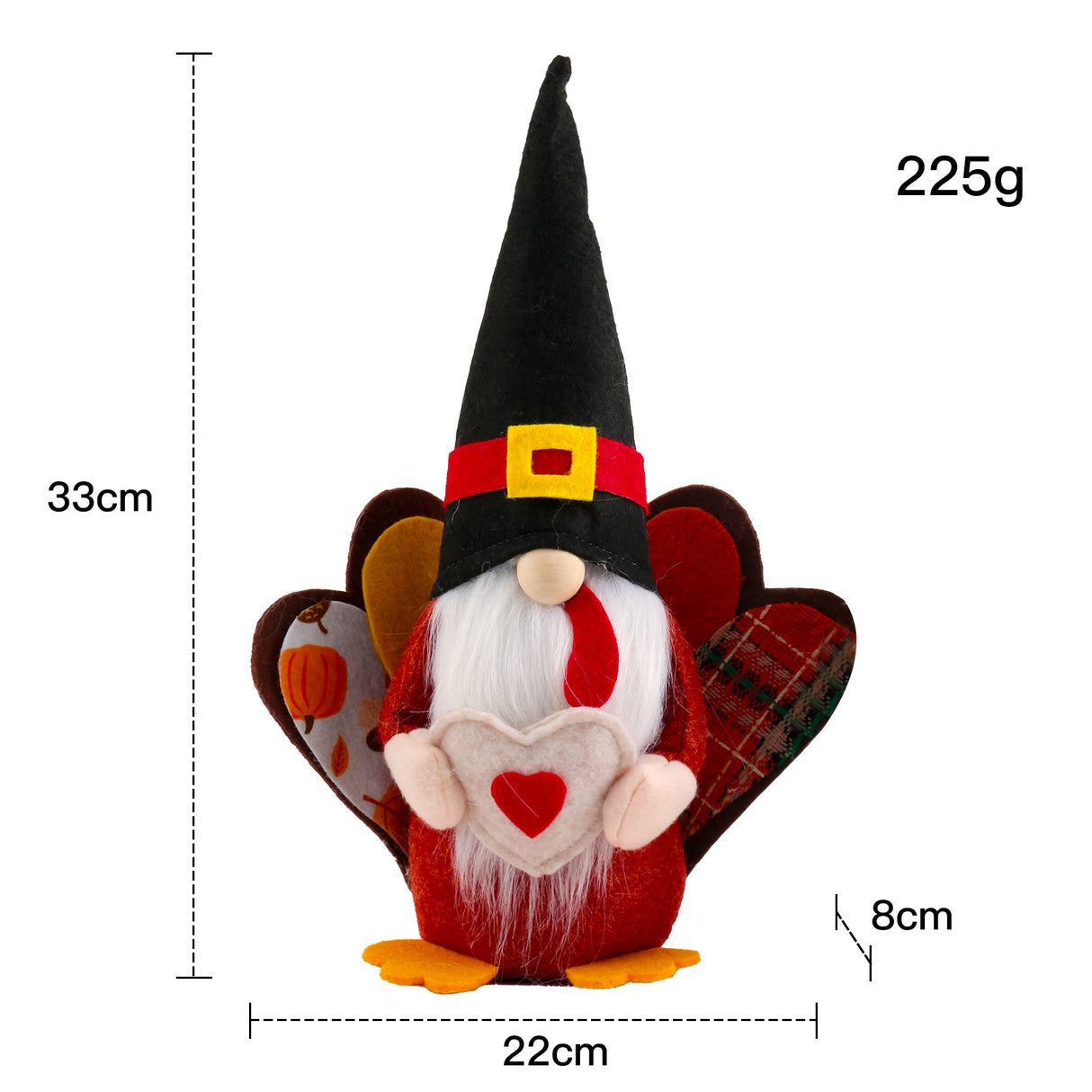 Cute Faceless Turkey Couple Decoration for Thanksgiving Home Display-5