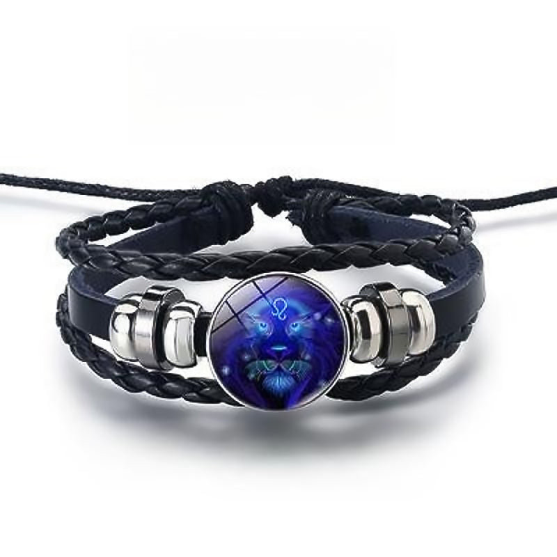 Luminous Zodiac Bracelet Adjustable Leather Constellation Gift-12