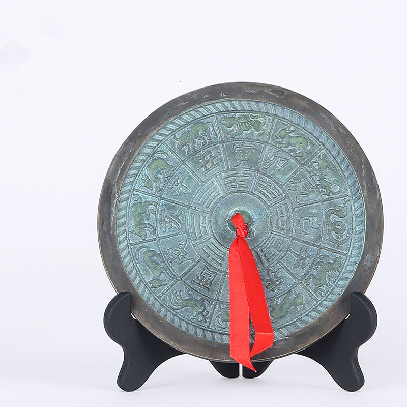 Antique Bagua brass mirror with flat Tai design