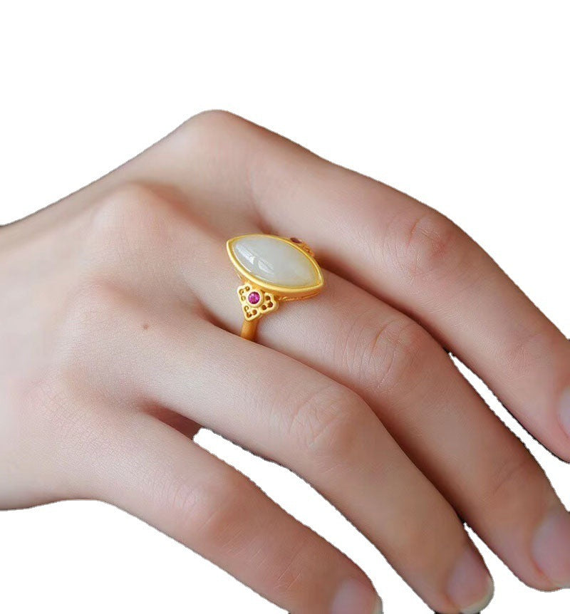 Hetian Jade Ring Silber Ancient Gold Mahltechnologie
