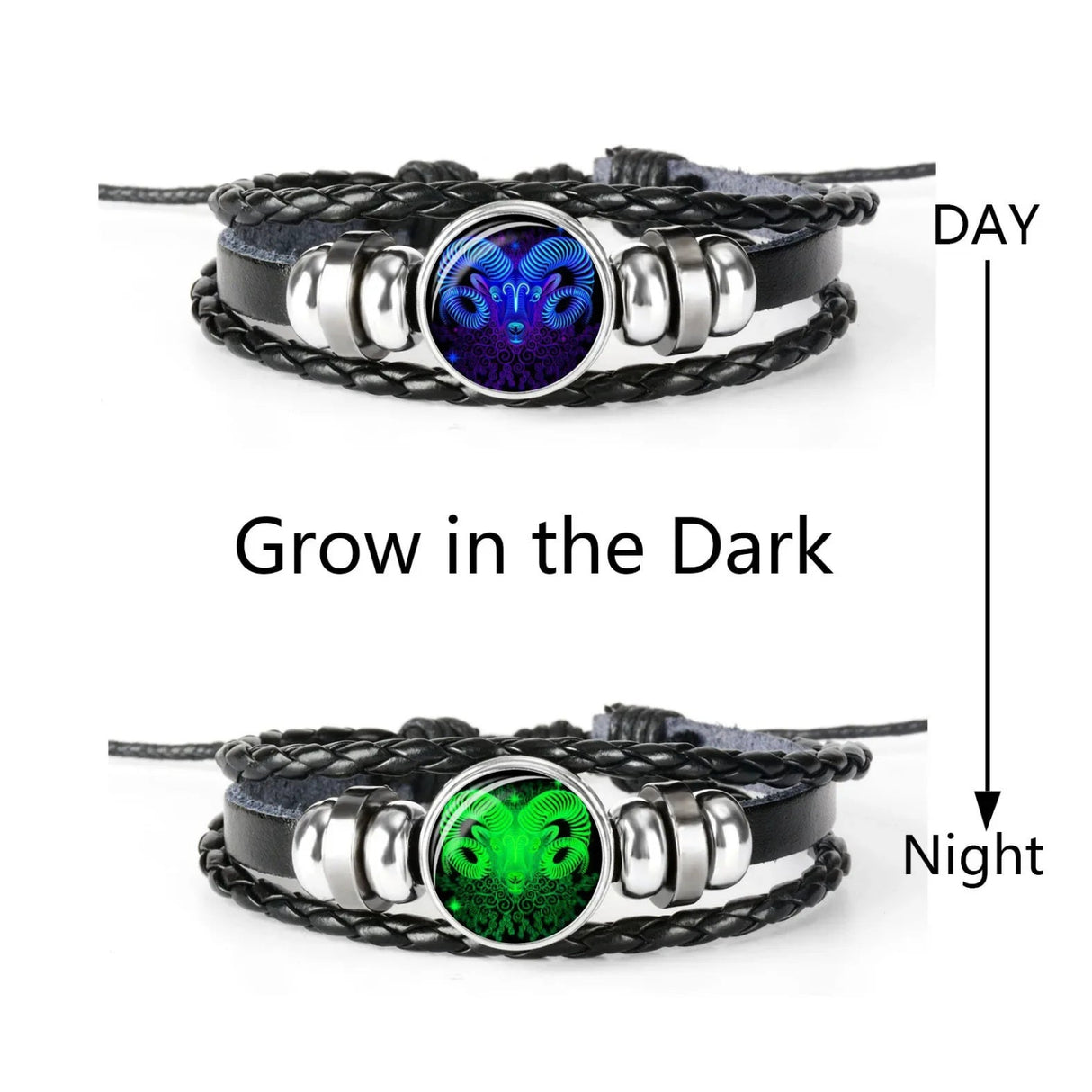 Luminous Zodiac Bracelet Adjustable Leather Constellation Gift-6