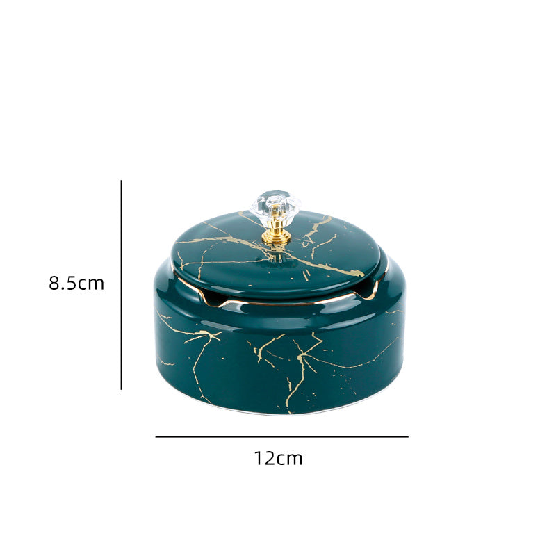 Modern ceramic ashtray with stone pattern and lid