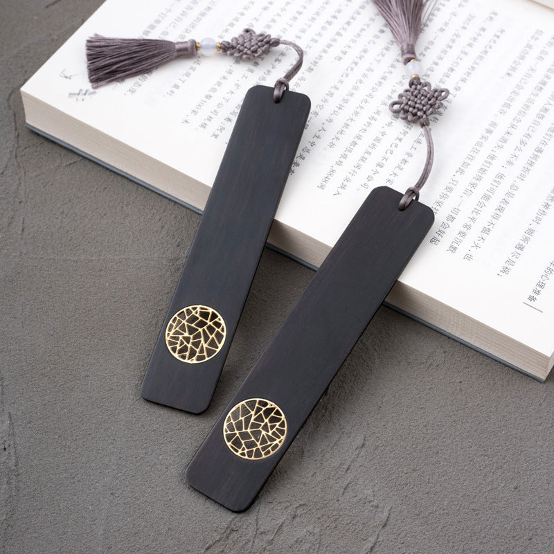 Antique wooden engraved bookmarks with peace knot design