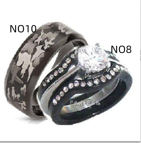 Camouflage Three-color Ring Military Fan Titanium Steel Jewelry