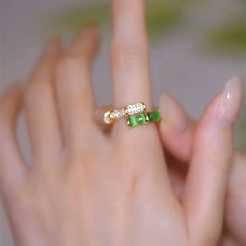 Chinese Style Green Bamboo Ring Is Light And Luxurious